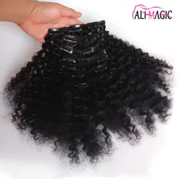 CLIP Curly Hair Extension Afro Kinky Curly Clip In Human Hair Extensions 7PC / Set 120G 4B 4C Brazilian Human Natural Hair Clip Ins