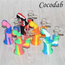 3.54 polegadas Hookahs Silicone Waterpipes 10 Cores para Escolha Silicon Waterpipe Water Bong Glass Bongs Mini Plataformas Petróleo