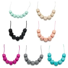 BPA Free Food Grade Teethers DIY Silicone Baby Chew Beads Teething Necklace Nursing Jewelry Chewable Teether for Mom to Wear