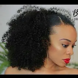 Não transformados Cabelo Virgem Brasileiro Com Cordão Rabo de Cavalo Do Cabelo Humano Kinky Curly Rabo De Cavalo Hairlpieces 8A Encaracolado Extensões de Caudas de Cabelo Humano Pony