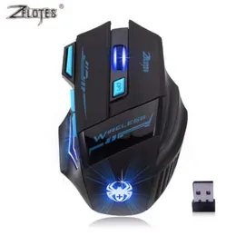 Professionell Wireless Mouse Gaming Mouse Optisk 2400dpi 2.4g Datormus LED 7 Keys Gaming Möss för Pro Gamer Hög kvalitet