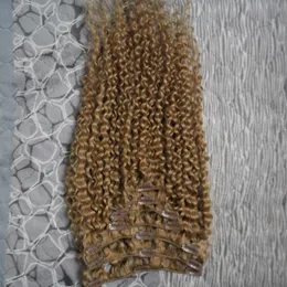 Mongolian Kinky Curly Clip i hårförlängningar 7PCA 100G Clip i Afro Hair Extension 10 "-26" Afroamerikanskt klipp i mänskliga hårförlängningar