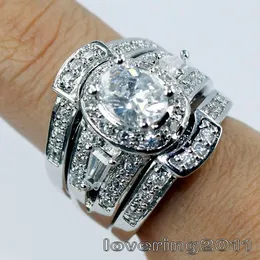 choucong Vintage-Ring, oval, 7 mm x 5 mm, Stein, Diamantstein, 925er Silber, gefüllte Liebhaber, 3-in-1-Verlobungsringe für Frauen