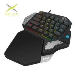 DELUX T9X Jednoręczny mechaniczny klawiatura do gier w pełni programowalna klawiatury przewodowe USB z podświetleniem RGB dla PUBG LOL E-Sports
