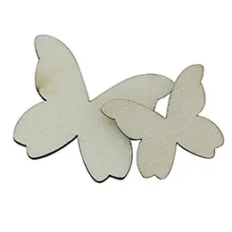 100st Blandad Storlek Trä Butterfly Cutouts Craft Embellishment Presentkort Trä prydnad för DIY