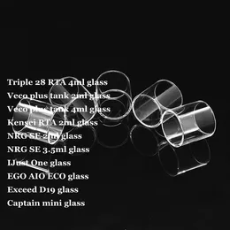 Triple 28 RTA Veco Plus Tank Kensei RTA NRG SE IJUST EN EGO AIO ECO Överskridd D19 Captain Mini Pyrex Glass Tube