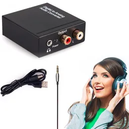 Freeshipping Digital Coaxial Toslink Optisk till analog L / R RCA Audio Converter Adapter 3,5mm med en USB-strömkabel Hög kvalitet!