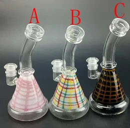 3 Color Beaker Glass Bong Water Pipe Hookahs 20CM Tall 3mm Thick Build Unique Dab Rigs with 14MM Joint