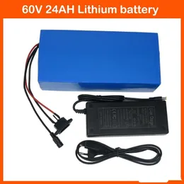 1500W 60V Batteri 60V 24ah litiumbatteri 60V Scooter Batteri Använd Samsung 3000MAH Cell med 30A BMS 67.2V 2A Laddare