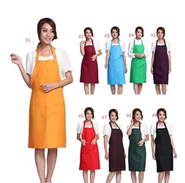 Solid Color Apron Kitchen Clean Accessory For Multi Function Household Adult Cooking Baking Aprons SN1585