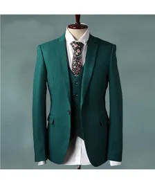 Brand New Green Men 3 Piece Garnitur Wedding Tuxedos Groom Tuxedos Notch Lapel Side Vent Men Business Prom Blazer (Kurtka + Spodnie + Kamizelka + Kamizelka) 620