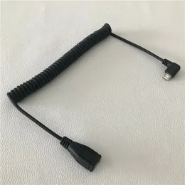 Угловой адаптер Micro USB 5-контактный разъем «папа-мама» для передачи данных, пружинный кабель, черный, 1,5 м для автомобильного мобильного телефона Android