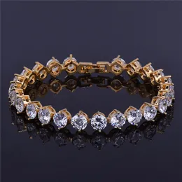 Men's Tennis Chain Bracelet Hip hop Jewelry 6MM Iced Out Cubic Zircon 2 Colors Box Clasp CZ Bracelet Link 18cm