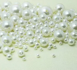 1000 sztuk / partia Ivory ABS Faux Pearl Beads Spacer Luźne Koraliki 4mm 8mm 10mm 12mm Kublely Accessorie dla DIY Dokonywanie