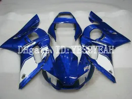 Motorcykel Fairing Kit för Yamaha YZFR6 98 99 00 01 02 YZF R6 1998 2002 YZF600 Top Blue White Fairings Set + Gifts YM06