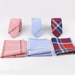 Informal Narrow Tie Hankerchief Set 100% Cotton Textile Ties Pocket Square Printing Floral Necktie Classic Skinny Striped Tie