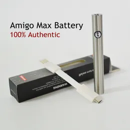 Amigo Max Vape Pen Battery 510スレッドバッテリーVapes Cartrigdes 380MAH 2.7V-3.1V-3.6V電圧は、Eタバコオイルカートリッジ予熱バッテリーを調整できます