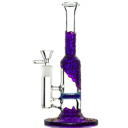 9 Inches Heady Glass Water Pipes 14.5mm Female Joint Purple Glass Bong Oil Dab Rigs Straight Tube Hookahs WP533