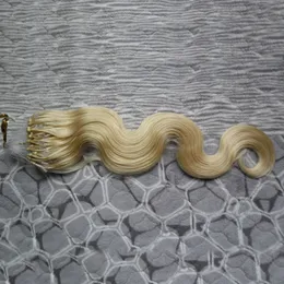 613 Blondynka Dziewiczy Włosy Mikro Pętla Przedłużanie Włosów Dziewiczy Brazylijski Remy Body Wave 100s 100G Micro Link Extensions