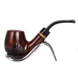 New ebony carved hand-made pipe filter solid wood smoking accessories male bent bucket