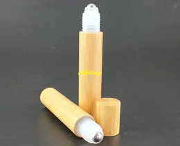 20個/ロット15ml竹ロールボトルの空のエッセンシャルオイルボトル化粧ローション液体香水油詰め替えサンプル容器