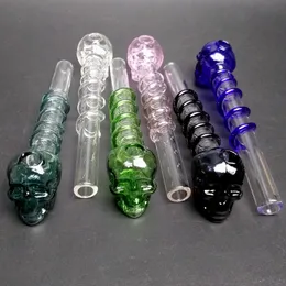 140mm Heady Hot Selling Colorful Great Pyrex 5.5''skull Glass Long Oil Burner Pipe Thick Color Glass for Oil Rigs Glass Water Pipe