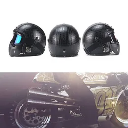 Para capacetes de motocicleta 3 4 capacete aberto máscara de óculos de couro PU estilo vintage XL314m