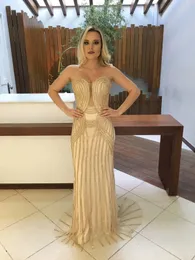 Goldmantel Afrikanische Bling Elegante Abendkleider Diamanten 2019 Sexy Lange Party Prom Roter Teppich Promi-Kleider