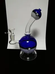 Söt boll 2018 Blå färgbollriggar glas Bong DAB Rigglas Vattenrör Incviker Funktion Pin Hole Perc Hookahs 14 mm Joint