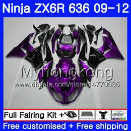 Kropp + Tank för Kawasaki ZX636 ZX-6R 2009 2010 2011 2012 208HM.40ZX 636 ZX 6R 600cc ZX-636 ZX6R Dark Purple Black 09 10 11 12 Fairings