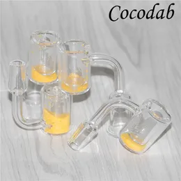 Domeless Thermal Quartz Banger with Color Sands 14mm 90 Degree Double Tube with Thermochromic Bucket Nail for Oil Rigs Glass Bongs