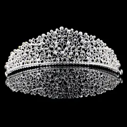 الفضة الفضية الفضية الكبيرة زفاف ديامانتي مسابقة تياراس تاريس الشعر الكريستال الزفاف للعرائس شعر مجوهرات الرأس 178x