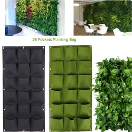Wall Hanging Planting Bags Pocket Flower Plant Pots Planter Vertical Pouch Nonwoven Fabric Garden Plant Nursery Growing Bag 18 Pockets