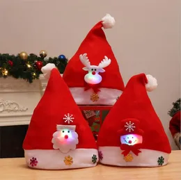 Julhatt barn ledde Santa Red Accessories Decorations for Holiday Party ny￥rsmaterial