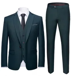 Brand New Groomsmen Dark Green Groom Tuxedos Notch Lapel Mężczyźni Garnitury One Button Wedding Best Man Oblubieniec (Kurtka + Spodnie + Kamizelka) L227