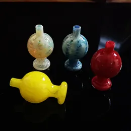 Heady Glass Carb Caps CColorful Bowl With Handle Horn 14mm Joint For Thermal Quartz Banger Smoking Accessories