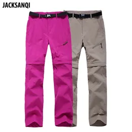 JACKSANQI Women Quick Dry Removable Pants Spring Summer Hiking Pants Brand Sport Outdoor Trouser Fishing Shorts RA067