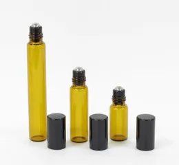 3ML 5ml 10ML Mini Roll On Glass bottle fragrance PERFUME Amber Brown THICK GLASS BOTTLES ESSENTIAL OIL bottle Steel by hope12