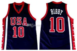 #10 Mike Bibby Team America Navy Blue White Retro Classic Basketball Jersey Herren-Trikots mit individuell genähten Nummern und Namen