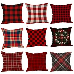 Poduszka Pokrywa Xmas Pillow Case Pokrywa Christmas Halloween Stripe Plaid Pościel Sofa Poszewka Case Cuda Poduszka Gift Home Decor 59 Kolor CZYQ6233