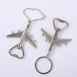 Gratis DHL-flygflaskaöppnare Keychain Portable Sliver Flygplan Ölflaska Öppnare Key Ring Bil KeyRing Bar Tool High End Business Gift