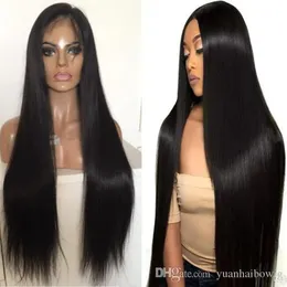 Celebrity Wig Lace Front Wigs Silky Straight Natural Black 10A Virgin Malaysian Human Hair Full Lace Wigs for Black Woman Free Shipping