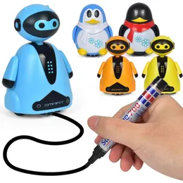Elettrico Robot elettrico giocattolo elettrico Penguin Sport modello intelligente seguire liscio lungo la linea disegno regalo Colorful Magic bambini giocattoli