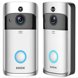 Eken Smart Home Video Doorbell 720P HD para conexão Wi-Fi câmera de vídeo em tempo real de duas vias lente de áudio grande ângulo noite visão pir movimento