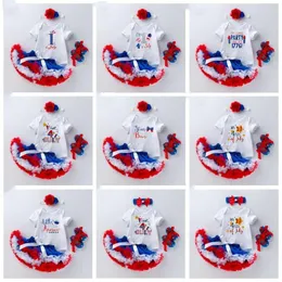 Baby Girl Clothes Independence Day 4th of July Kids Clothing Set Fourth of July American Flag USA Rompers Kjolar Walker Headband Czyq5551