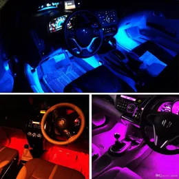 Lámpara de ambiente interior del coche 4 en 1 48 Led iluminación de decoración interior Rgb Control remoto inalámbrico de 16 colores 5050 Chip 12v carga Ch3065