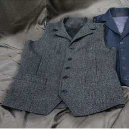 2020 Yeni Yün Damat Yelek Tweed Balıksırtı Erkekler Suit Yelek Slim Fit Erkekler Elbise Yelek Yelek Artı boyutu YY09 Cepler
