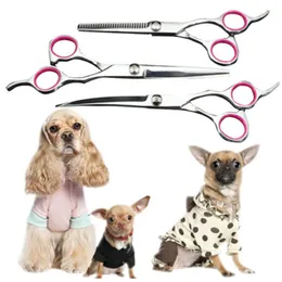 Forbici per gromming per cani da compagnia in acciaio inossidabile Cesoie curve verso il basso Kit di utensili da taglio per barbiere per taglio di peli di gatto