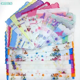 10 Pcs Home Textile Comfortable Handkerchief Antique Floral Embroidered Scarf Hankie Mint C19041301