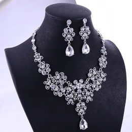 Luxury Cubic Zirconia tiara och halsband örhänge för kvinnor bröllop smycken set för brud zirkon kronor smycken brudtillbehör2531